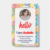Autism ID Child or Adult Medical Alert Badge バッジ (表面)