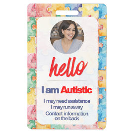 Autism ID Child or Adult Medical Alert Badge バッジ