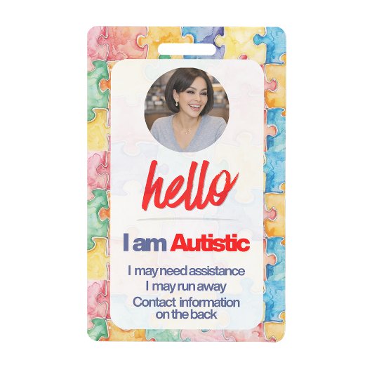 Autism ID Child or Adult Medical Alert Badge バッジ