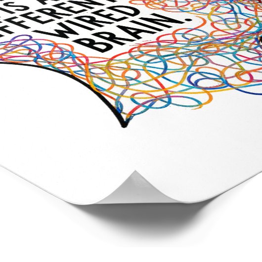 Autism Is a Differently Wired Brain Line Art Quote ポスター (角)
