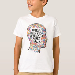 Autism Is a Differently Wired Brain Line Art Quote Tシャツ
