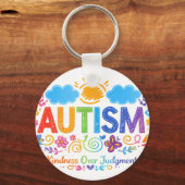 Autism Kindness Love Rainbow Handprints Sun Cloud キーホルダー (正面)