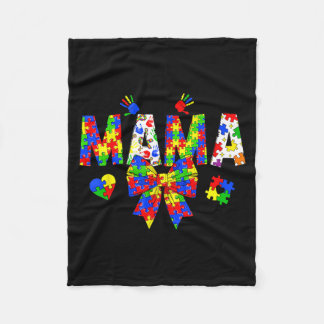 Autism Mama Autism Awareness Day Coquette Bow フリースブランケット