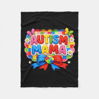 Autism Mama Colorful Puzzle Heart Awareness フリースブランケット