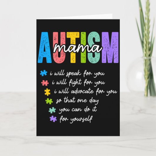 Autism Mama I Will Fight For You Until You Can Aut カード (正面)