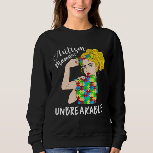 Autism Mamaw Unbreakable Woman Strong Accept Under スウェットシャツ (正面)