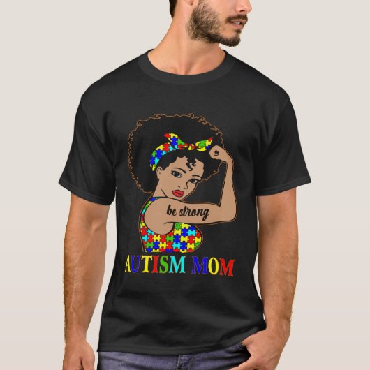 Autism Mom Afro Mother Black Women Puzzle Piece Au Tシャツ (正面)
