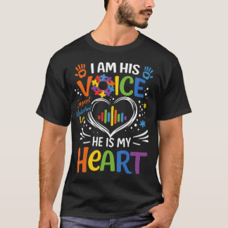 Autism Mom I Am His Voice He Is My Heart Puzzle Tシャツ