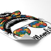 Autism Mom Life Puzzle Messy Bun Autism Awareness  ポスター (角)