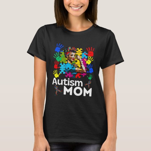 Autism Mom Navigating Autism Afro Mother Black Wom Tシャツ (正面)