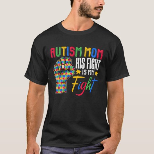 Autism Mom Puzzle Fist Autism Awareness Family Mat Tシャツ (正面)