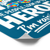 Autism mom raising hero puzzle awareness pride ポスター (角)