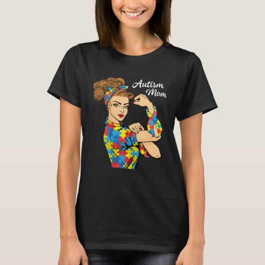 Autism Mom Strong Woman Power Autism Awareness Tシャツ (正面)