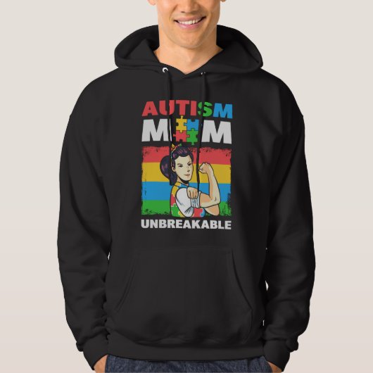 Autism Mom Unbreakable Autism Support Autism Aware パーカ (正面)