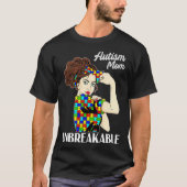 Autism Mom Unbreakable Puzzle Piece Autism Awarene Tシャツ (正面)