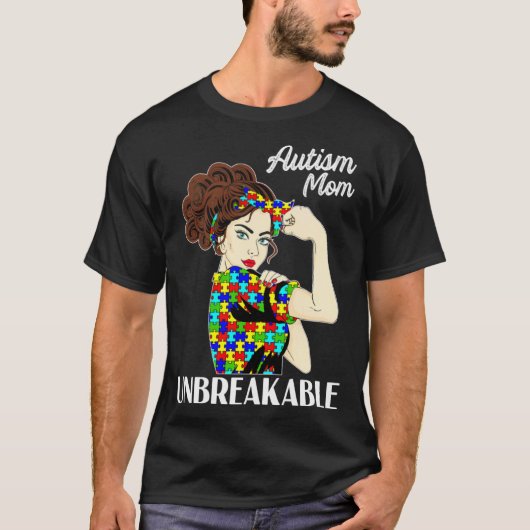 Autism Mom Unbreakable Puzzle Piece Autism Awarene Tシャツ (正面)