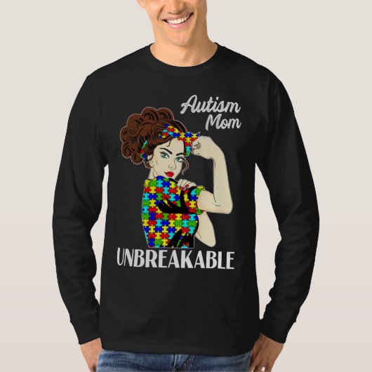 Autism Mom Unbreakable Puzzle Piece Autism Awarene Tシャツ (正面)