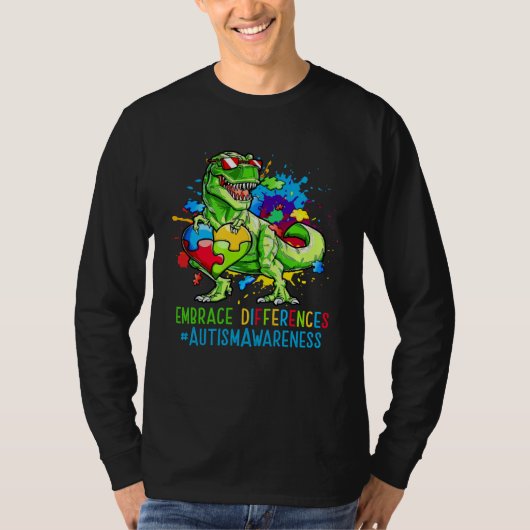 Autism Month Dinosaurs Autism Rex Kids Cute Puzzle Tシャツ (正面)