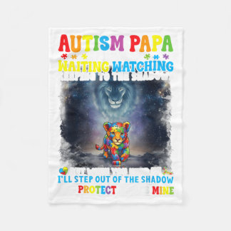 Autism Papa Lion Protector Support Grandson フリースブランケット