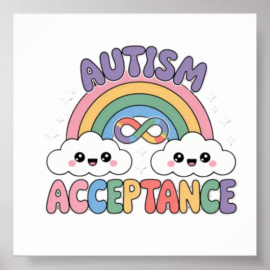 Autism Pro Acceptance Rainbow with Infinity Symbo ポスター (正面)