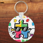 Autism Puzzle Hand Six Seven Bru キーホルダー (正面)