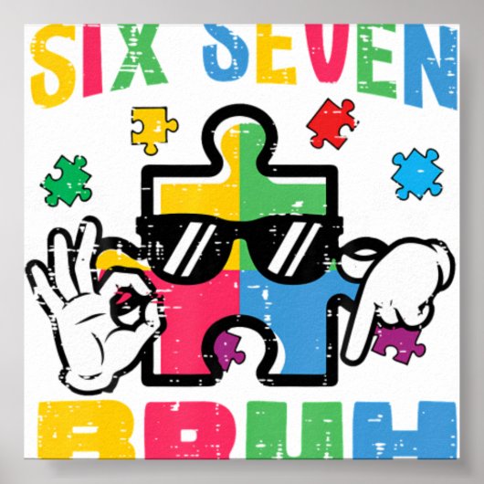 Autism Puzzle Hand Six Seven Bru ポスター (正面)