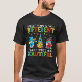 Autism Puzzle Piece Gnomes  Different Beautiful Au Tシャツ (正面)