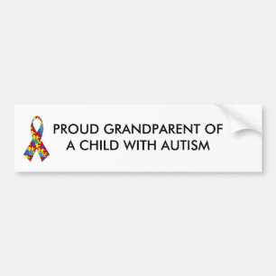 autism_ribbon、子供のウィットの誇り高い祖父母… バンパーステッカー