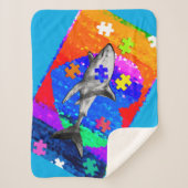 Autism Shark 3 sizes シェルパブランケット (正面)
