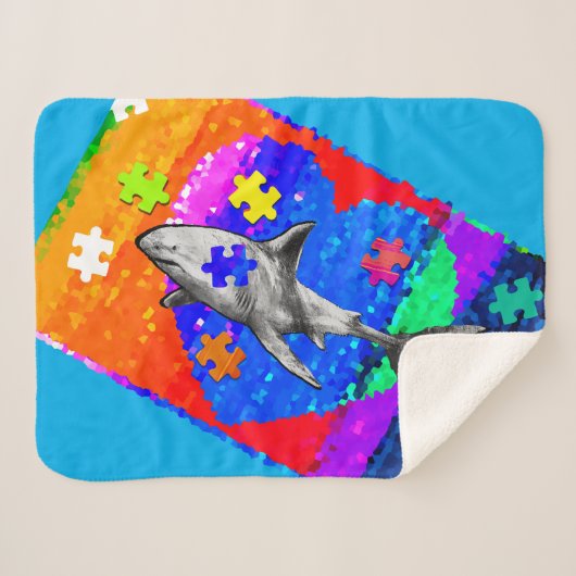 Autism Shark 3 sizes シェルパブランケット (正面(横))