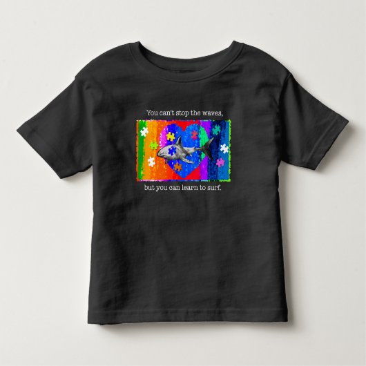 Autism Shark 3T BLACK トドラーTシャツ (正面)