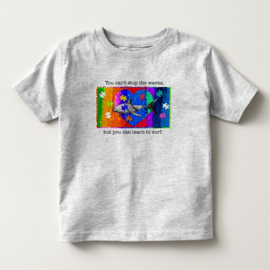 Autism Shark 4T GREY トドラーTシャツ (正面)