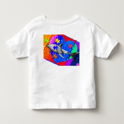Autism Shark 5/6T WHITE トドラーTシャツ (裏面)