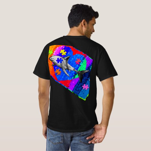 Autism Shark MEN Tシャツ (裏面フル)
