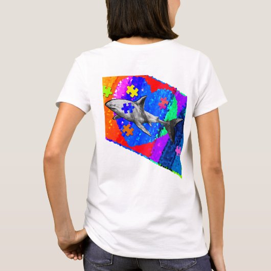 Autism Shark white Tシャツ (裏面)