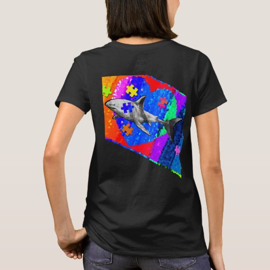 Autism Shark WOMANS BLACK Tシャツ (裏面)