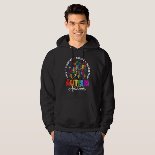 Autism Shirt Love Accept Support Autistic Autism A パーカ (正面フル)