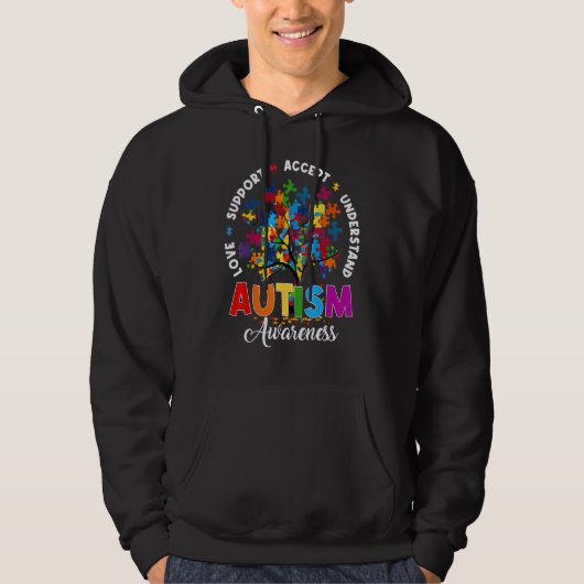 Autism Shirt Love Accept Support Autistic Autism A パーカ (正面)