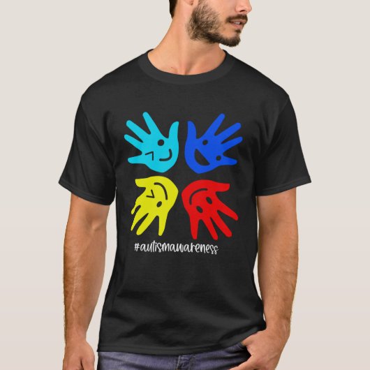 Autism Sign Hand Smile Face Autistic Child Autism  Tシャツ (正面)