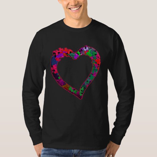 Autism solidarity autistic awareness puzzle heart tシャツ (正面)
