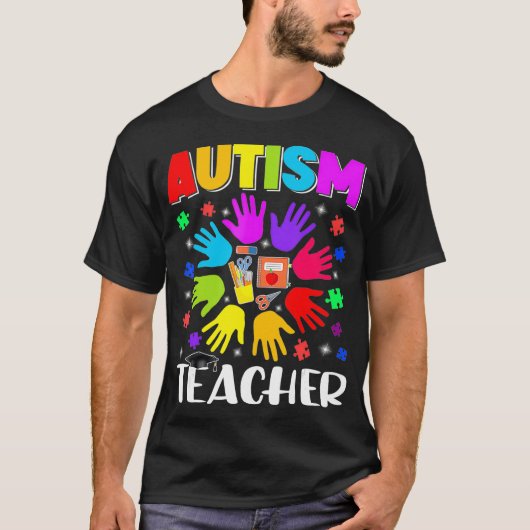 Autism Teacher Puzzle Autism Awareness Autistic Su Tシャツ (正面)