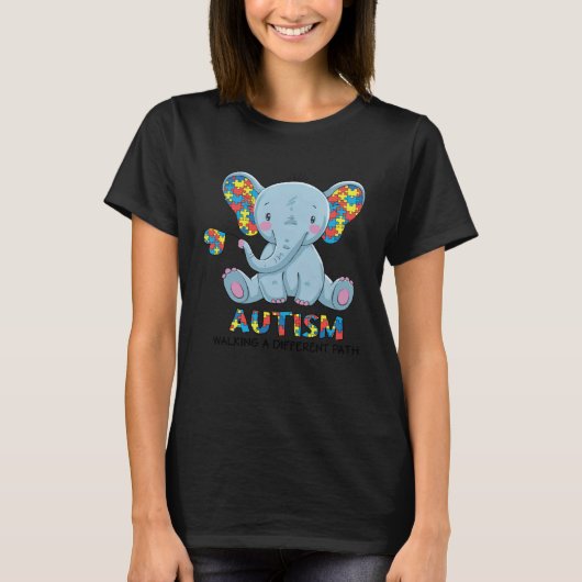 Autism Walking A Different Path Elephant Autism Aw Tシャツ (正面)