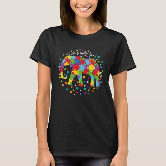 Autism  Women Men Elephant Support Autism Awarenes Tシャツ (正面)
