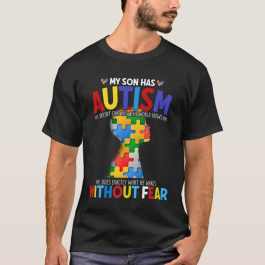 Autism  Women Men Family My Son Has Autism Awarene Tシャツ (正面)