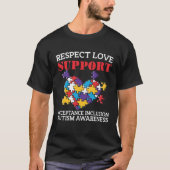 Autism  Women Men Respect Love Support Autism Awar Tシャツ (正面)