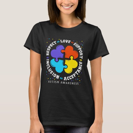 Autism Women Men Respect Love Support Autism Aware Tシャツ (正面)