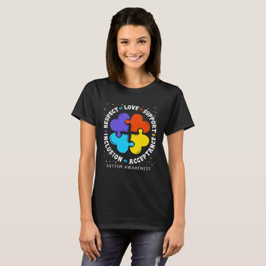 Autism Women Men Respect Love Support Autism Aware Tシャツ (正面フル)