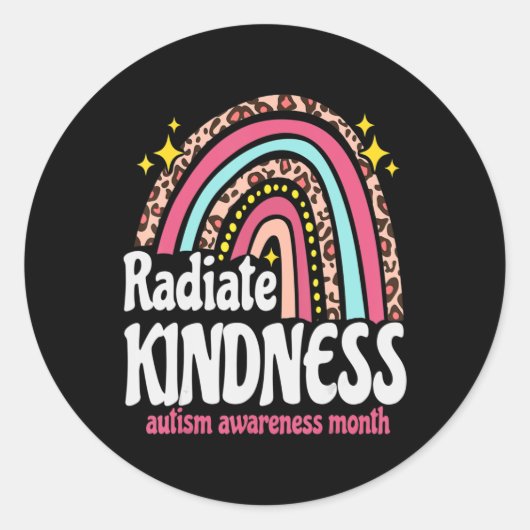 autism world awareness leopard rainbow Radiate Kin ラウンドシール (正面)