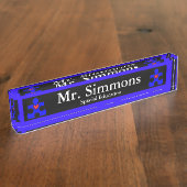 AutismPuzzlePiece.comのオリジナル-先生 デスクネームプレート (側面)