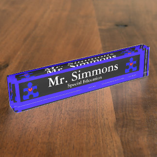 AutismPuzzlePiece.comのオリジナル-先生 デスクネームプレート